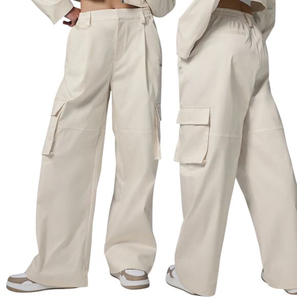 Alo Yoga High Waist Night Out Cargo Trouser – Ivory, Size XS, NWT, Sold Out - Picture 1 of 6